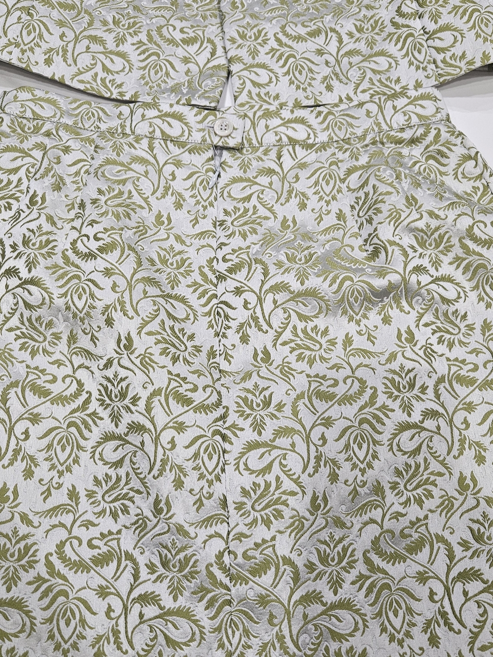 Vintage Escada Conture Olive Green and White Brocade Skirt Set Size 40 - Picture 2 of 9